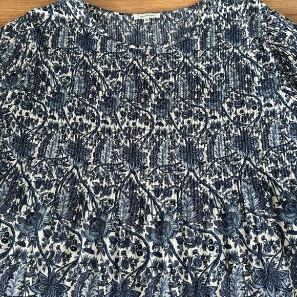 Max Studio Womens Blue Pleated Paisley Blouse Sz 2X Plus Office Workwear Casual - Picture 6 of 8